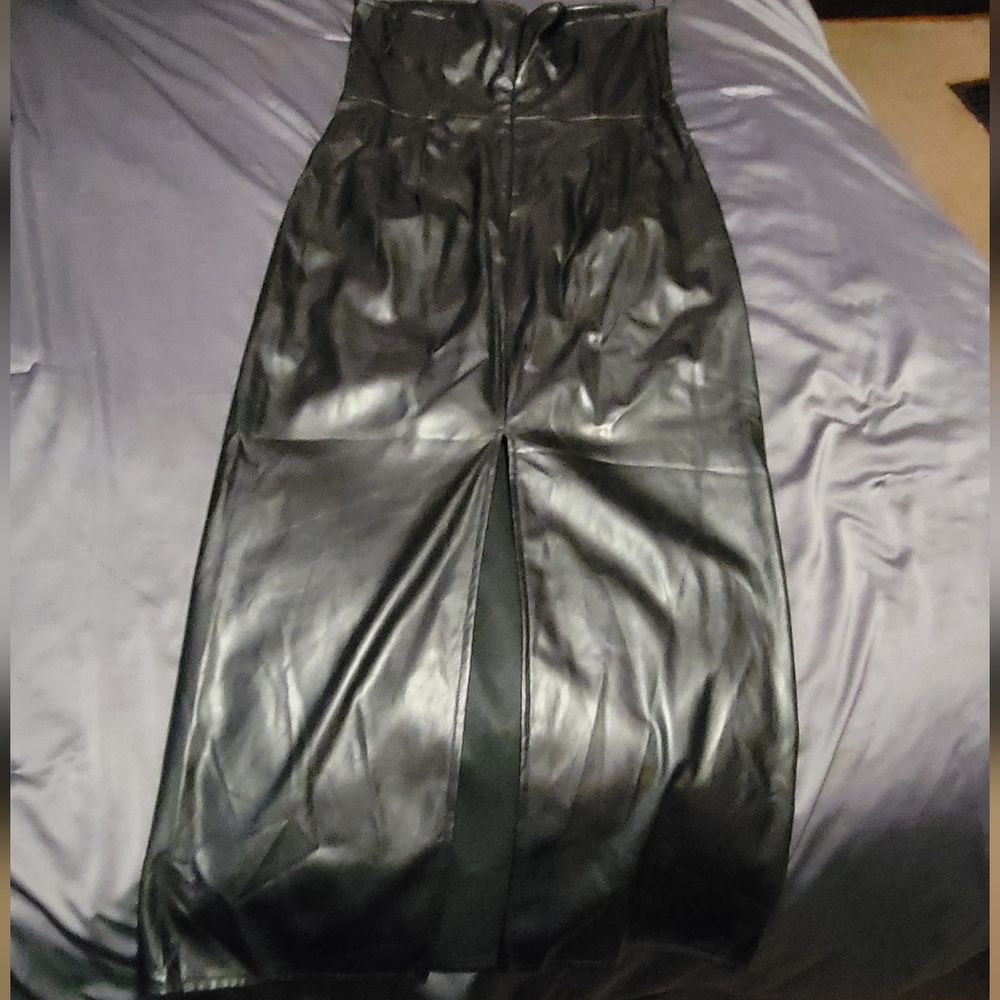 Fall Leaves Faux Leather Strapless Dress sz XL - Picture 5 of 8